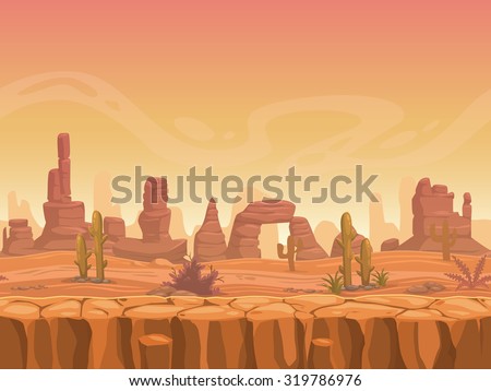 Seamless prairie landscape, nature unending background, separated layers ready for animation