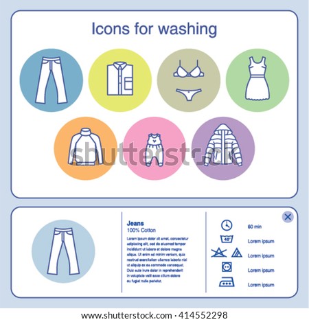Web Icons Washing Jeans Baby Clothes Stock Vector 414552298