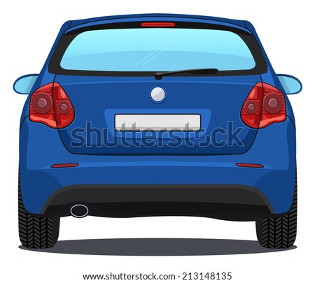 Vector Blue Car Back View Stock Vector 213148135 - Shutterstock