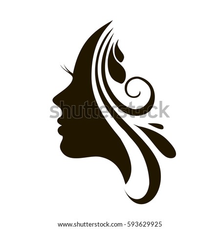 Beautiful Female Face Silhouette Profile Stock Vector 593629925