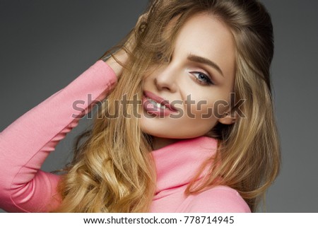 Studio Portrait Romantic Beautiful Girl Long Stock Photo 778714945