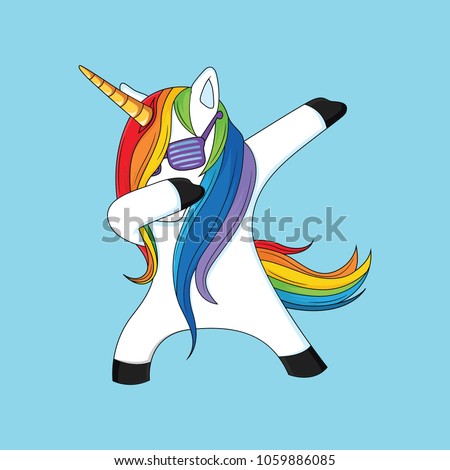 Dabbing Unicorn With Blue Background Dabbing Unicorn With Blue Background