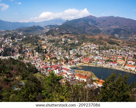 View of Sapa Town, Lao Cai Province, North Vietnam.