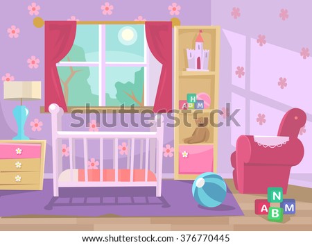 Baby Room Vector Flat Illustration Stock Vector 376770445 - Shutterstock