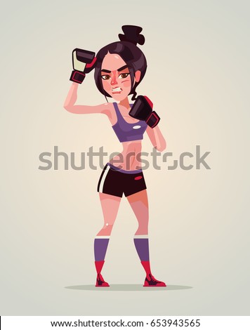 kick vector box Strong Vector Character Stock Boxer Flat Vector Woman