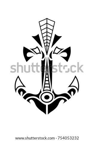 Anchor Tattoo Maori Tribal Style Stock Vector 754053232 - Shutterstock