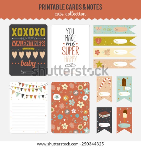 Romantic And Love Cards Notes Stickers Labels Tags With Cute Ornament Illustrations Romantic And Love Cards Notes Stickers Labels Tags With Cute Ornament Illustrations
