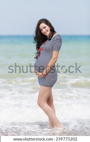 https://thumb9.shutterstock.com/display_pic_with_logo/187549/239775202/stock-photo-expectant-mother-on-the-beach-pregnant-woman-in-striped-dress-at-the-sea-239775202.jpg