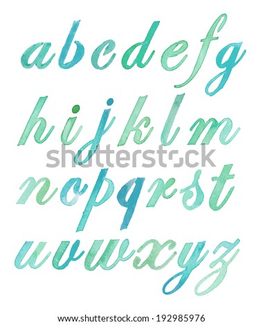 Worksheets English Alphabets In Third Lipi cursive letters stock images royalty free vectors watercolor alphabet hand painted abcs font digital