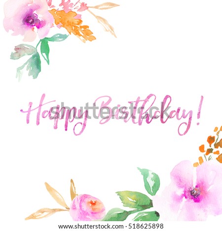 Happy Birthday Background Watercolor Flowers Birthday Stock ...