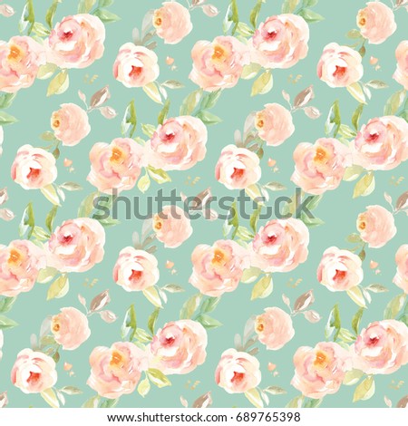 Teal Vintage Watercolor Floral Background Pattern Teal Vintage Watercolor Floral Background Pattern