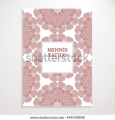 poster template mehndi henna tattoo design イラスト素材 449540848