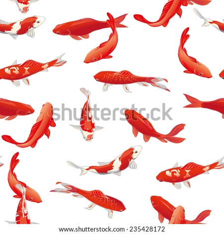 Red koi fishes seamless vector print
