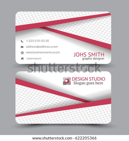Business card design set template for company corporate style. Red color. Vector illustration.