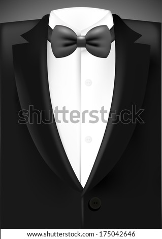 Tuxedo vector background with bow - stock vector