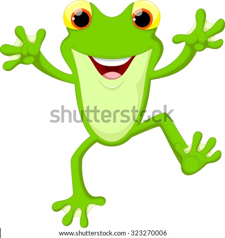 Excited Cartoon Frog Vector Illustration Simple Stock Vector 113622055 ...