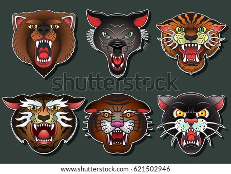 vector animals traditional tattoo designs stock vector vector animals traditional tattoo designs stock vector