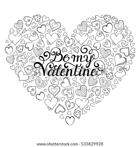 colorful valentines card with hearts and be my valentine inscription on center coloring page for - Be My Valentine Coloring Pages colorful valentines card with hearts and be my valentine inscription on center coloring page for - Be My Valentine Coloring Pages
