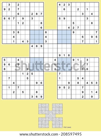 samurai sudoku five overlapping sudoku puzzles stock