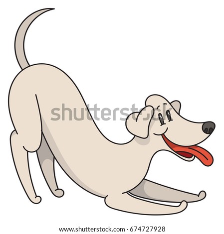 playing cartoon dog with smile vector illustration