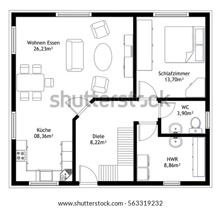 stock photo technical drawing home floor plan 563319232