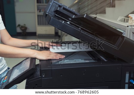 Woman Hand Putting Sheet Paper Into Stock Photo (royalty Free 