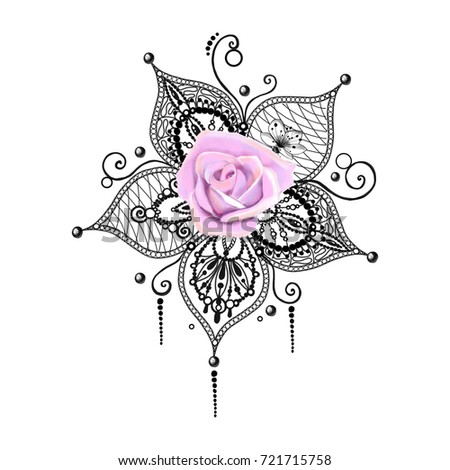Mandala Tattoo Hand Drawn Lotus Pental Stock Illustration ...