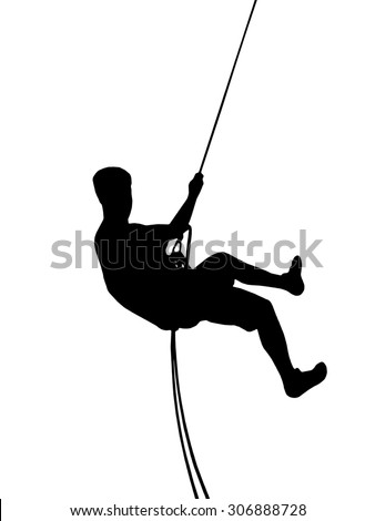Climber Silhouette Illustration Young Man Abseiling Stock Illustration ...