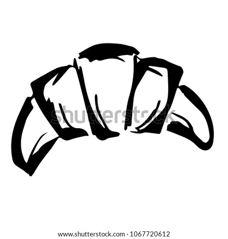 Vector Hand Drawn Drawing Brush Of Croissant Food Bun French Meal Pastry This Is For Vector Hand Drawn Drawing Brush Of Croissant Food Bun French Meal Pastry This Is For