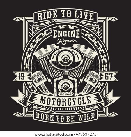 Download Vintage Motorcycle Ride Typography Tshirt Graphics Stock Vector 479537275 - Shutterstock
