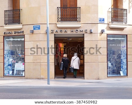 VALENCIA, SPAIN - MARCH 3, 2016. Women who come to shop at the Zara Home store. Zara Home is a company belonging to the Spanish Inditex group dedicated to the manufacturing of home textiles.