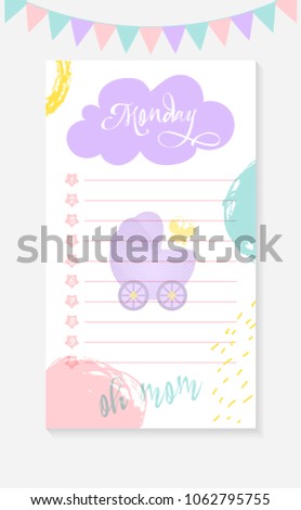 monday daily do list mother newborn stock vector royalty free