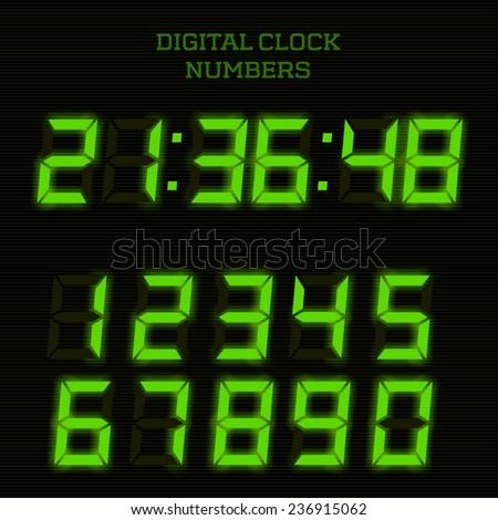 stock vector vector green digital clock numbers 236915062