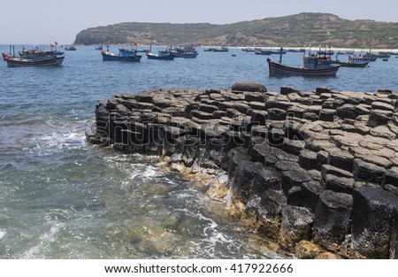 Amazing nature scene at Ganh Da Dia reef in Tuy An, Phu Yen, Vietnam