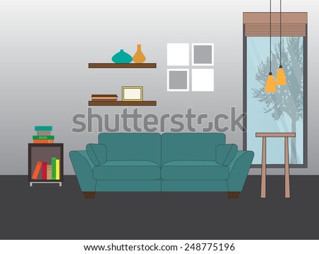 Living Room Interior Design Furniture Sofa Stock Vector 529549399 ...
