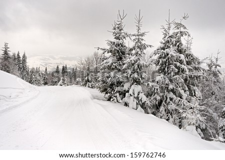 Winter landscape in mountains Carpathians