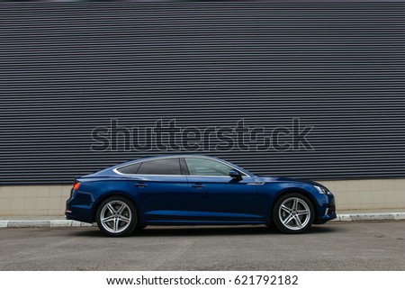 MINSK, BELARUS APRIL 14, 2017: New Audi A5 Sportback TFSI quattro at the test drive event for automotive journalists from Minsk