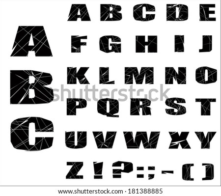 Black Bold Font Broken Into Fragments Stock Vector 181388885 - Shutterstock