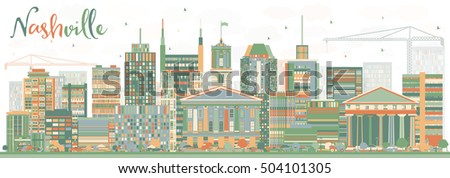 Modern Architecture Nashville abstract nashville skyline color buildings vector stock vector Modern Architecture Nashville abstract nashville skyline color buildings vector stock vector