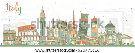 Abstract Italy Skyline With Landmarks Business Travel And Tourism Concept Historic Architecture Image Abstract Italy Skyline With Landmarks Business Travel And Tourism Concept Historic Architecture Image
