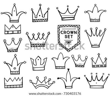 Sketch Crowns Collection On Blackboard Vector Stock Vector 143783653