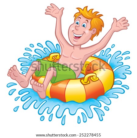 Boy On Innertube Water Stock Vector 252278455 - Shutterstock