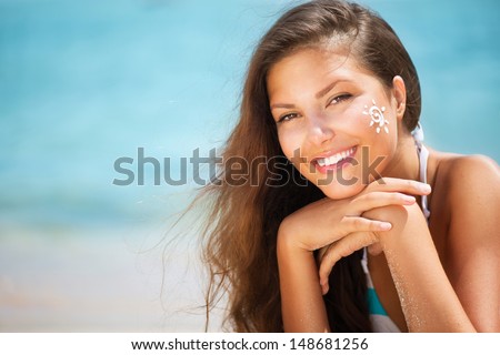 Suntan Lotion Woman Applying Sunscreen Solar Cream. - stock-photo-suntan-lotion-woman-applying-sunscreen-solar-cream-beautiful-happy-cute-girl-applying-sun-tan-148681256
