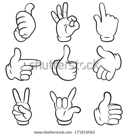 Cartoon Hands Gestures Icons Detailed Vector Stock Vector 519012379 ...