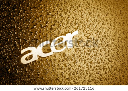 KAZAN, RUSSIA, 15 March 2015: water drops on the Acer logo