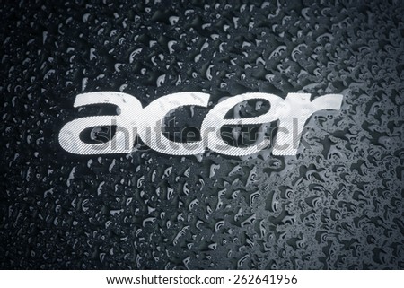 KAZAN, RUSSIA, 15 March 2015: water drops on the Acer logo