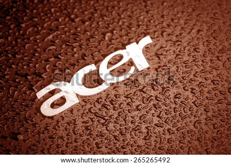 KAZAN, RUSSIA, 15 March 2015: water drops on the Acer logo