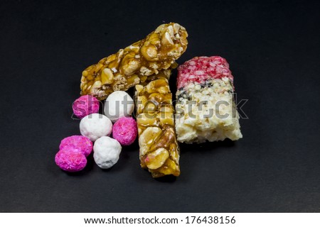 chinese tradition candy for lunar new year On a black background