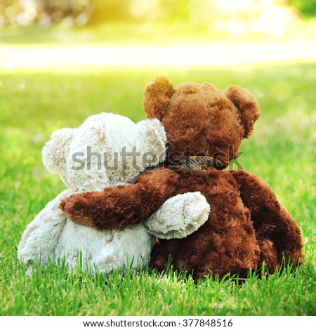 Two Teddy Bears On Bench Arms Stock Photo 4494859 - Shutterstock