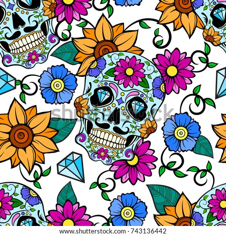 Download Colored Day Dead Sugar Skull Doodle Stock Vector 327028316 ...